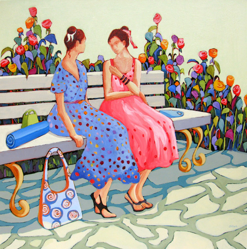 Confidences - acrylic painting by Carolee Clark